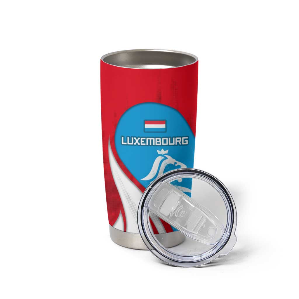 Luxembourg Tumbler Cup with National Flag Colors and White Lion Crest Design