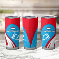 Luxembourg Tumbler Cup with National Flag Colors and White Lion Crest Design