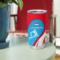 Luxembourg Tumbler Cup with National Flag Colors and White Lion Crest Design