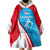 Luxembourg Wearable Blanket Hoodie with National Flag Colors and White Lion Crest Design