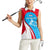 Luxembourg Women Sleeveless Polo Shirt with National Flag Colors and White Lion Crest Design