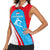 Luxembourg Women Sleeveless Polo Shirt with National Flag Colors and White Lion Crest Design