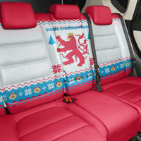 Luxembourg Christmas Back Car Seat Cover with Red Lion Crest and Snowflake Pattern