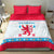 Luxembourg Christmas Bedding Set with Red Lion Crest and Snowflake Pattern
