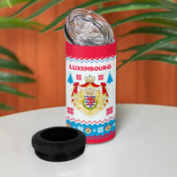 Luxembourg Christmas 4 in 1 Can Cooler Tumbler with Red Lion Crest and Snowflake Pattern