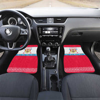 Luxembourg Christmas Car Mats with Red Lion Crest and Snowflake Pattern