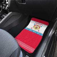 Luxembourg Christmas Car Mats with Red Lion Crest and Snowflake Pattern
