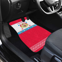 Luxembourg Christmas Car Mats with Red Lion Crest and Snowflake Pattern