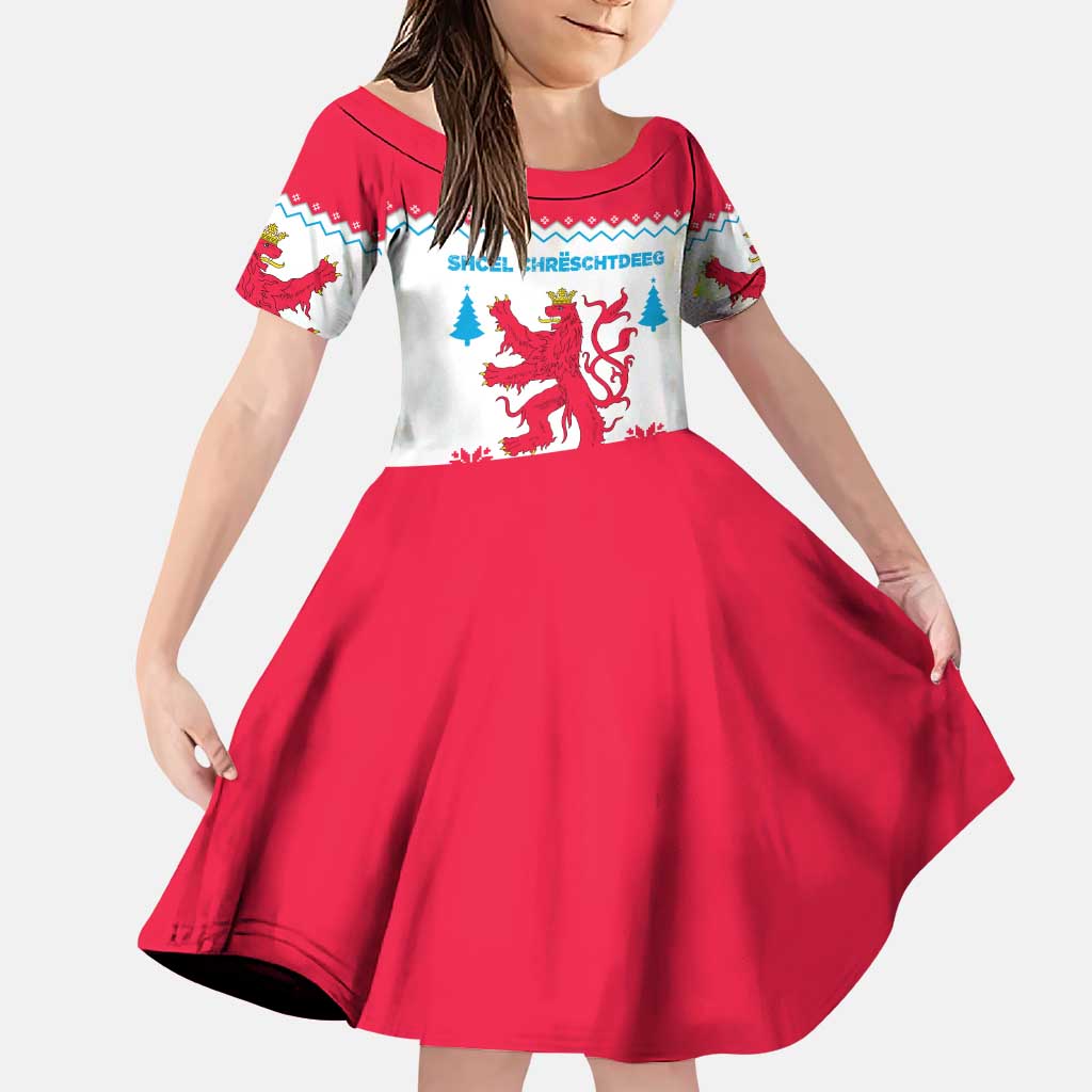 Luxembourg Christmas Family Matching Puletasi and Hawaiian Shirt with Red Lion Crest and Snowflake Pattern
