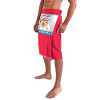 Luxembourg Christmas Lavalava with Red Lion Crest and Snowflake Pattern