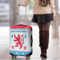 Luxembourg Christmas Luggage Cover with Red Lion Crest and Snowflake Pattern