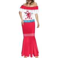 Luxembourg Christmas Mermaid Dress with Red Lion Crest and Snowflake Pattern