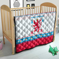 Luxembourg Christmas Quilt with Red Lion Crest and Snowflake Pattern