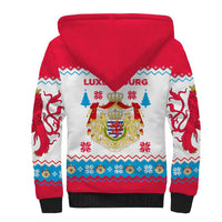 Luxembourg Christmas Sherpa Hoodie with Red Lion Crest and Snowflake Pattern