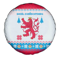 Luxembourg Christmas Spare Tire Cover with Red Lion Crest and Snowflake Pattern
