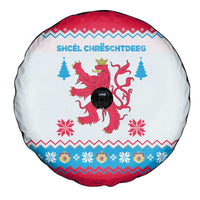 Luxembourg Christmas Spare Tire Cover with Red Lion Crest and Snowflake Pattern