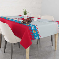 Luxembourg Christmas Tablecloth with Red Lion Crest and Snowflake Pattern