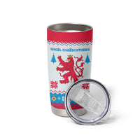 Luxembourg Christmas Tumbler Cup with Red Lion Crest and Snowflake Pattern