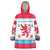 Luxembourg Christmas Wearable Blanket Hoodie with Red Lion Crest and Snowflake Pattern