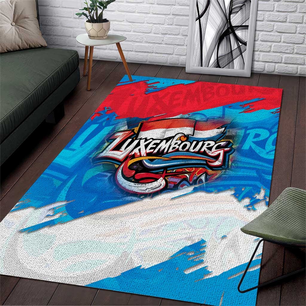 Luxembourg Flag Area Rug with Colorful Graffiti Street Art Design - Wonder Print Shop