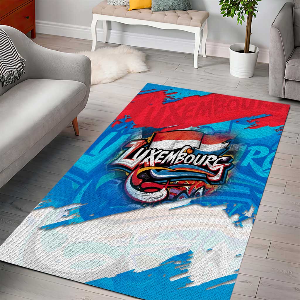 Luxembourg Flag Area Rug with Colorful Graffiti Street Art Design - Wonder Print Shop