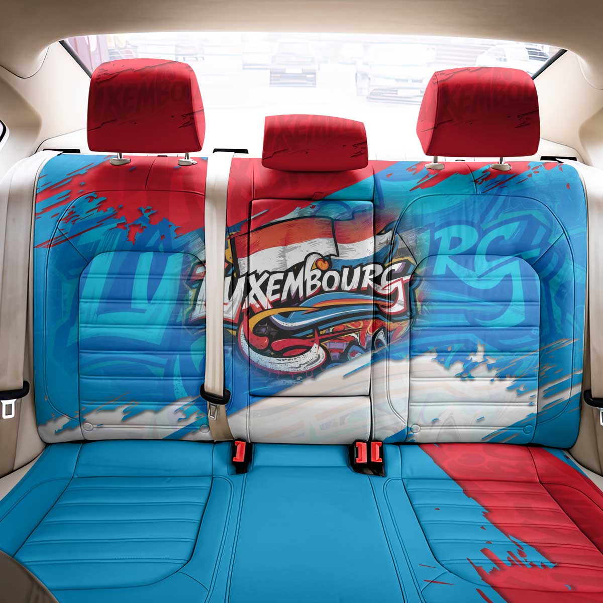 Luxembourg Flag Back Car Seat Cover with Colorful Graffiti Street Art Design - Wonder Print Shop