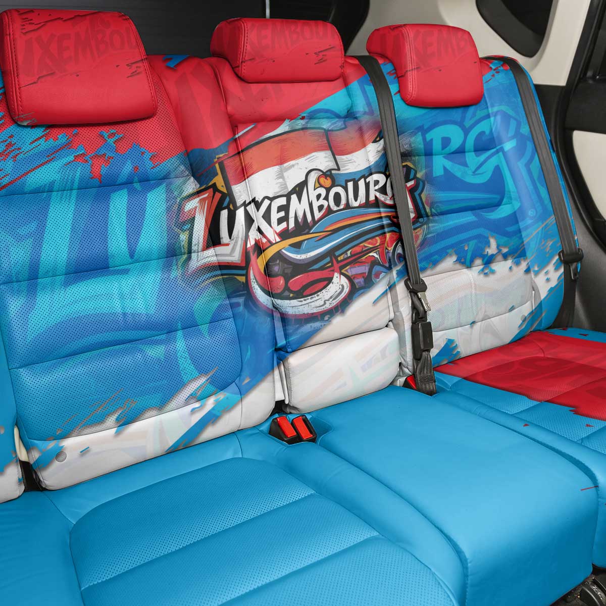 Luxembourg Flag Back Car Seat Cover with Colorful Graffiti Street Art Design - Wonder Print Shop