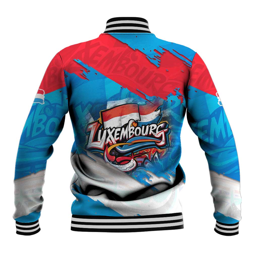 Luxembourg Flag Baseball Jacket with Colorful Graffiti Street Art Design - Wonder Print Shop