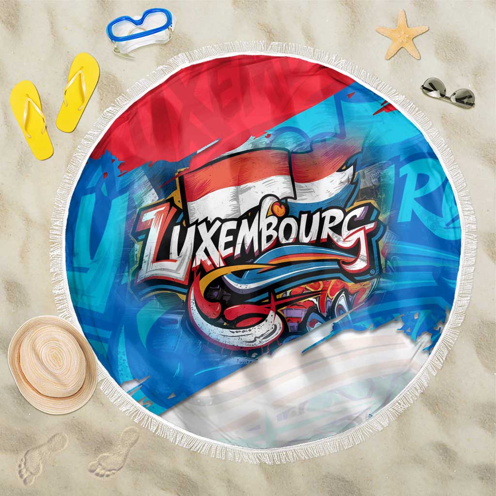 Luxembourg Flag Beach Blanket with Colorful Graffiti Street Art Design - Wonder Print Shop