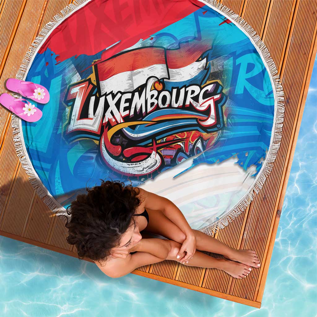 Luxembourg Flag Beach Blanket with Colorful Graffiti Street Art Design - Wonder Print Shop