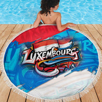 Luxembourg Flag Beach Blanket with Colorful Graffiti Street Art Design - Wonder Print Shop