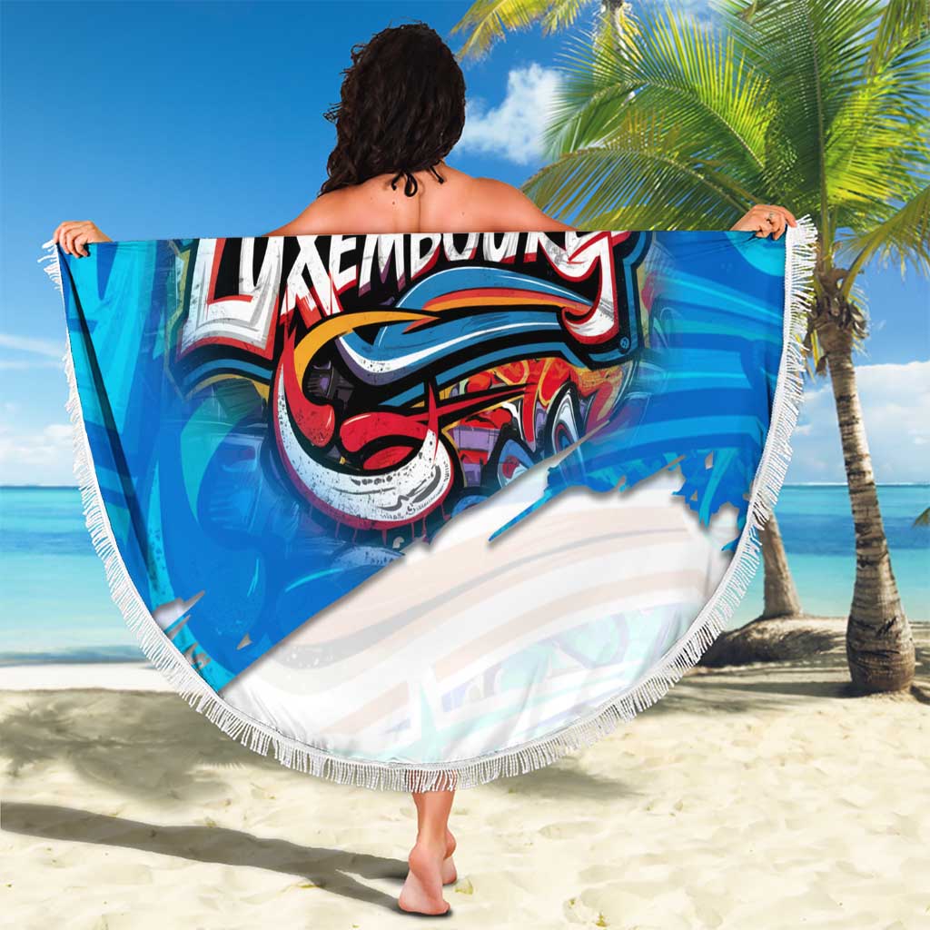 Luxembourg Flag Beach Blanket with Colorful Graffiti Street Art Design - Wonder Print Shop