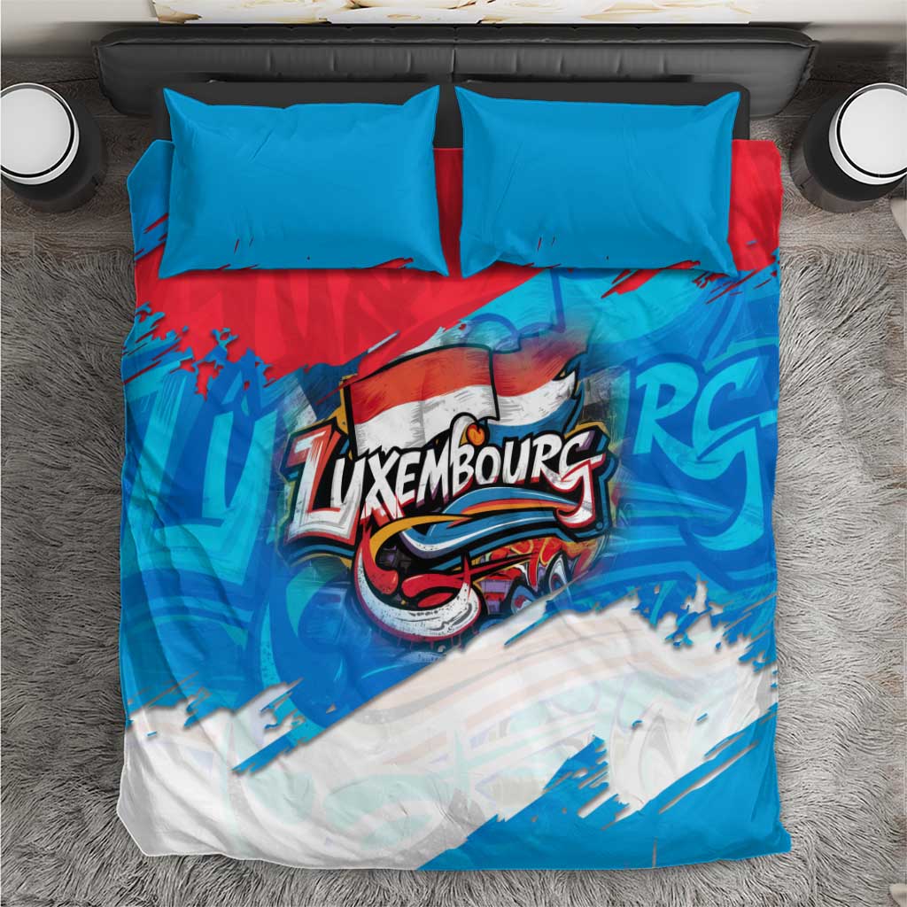 Luxembourg Flag Bedding Set with Colorful Graffiti Street Art Design - Wonder Print Shop