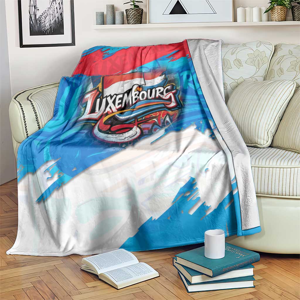 Luxembourg Flag Blanket with Colorful Graffiti Street Art Design - Wonder Print Shop