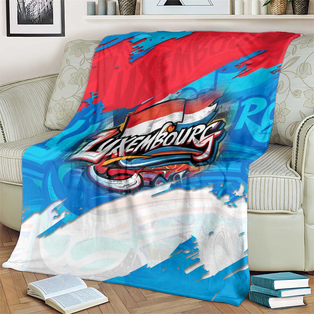 Luxembourg Flag Blanket with Colorful Graffiti Street Art Design - Wonder Print Shop