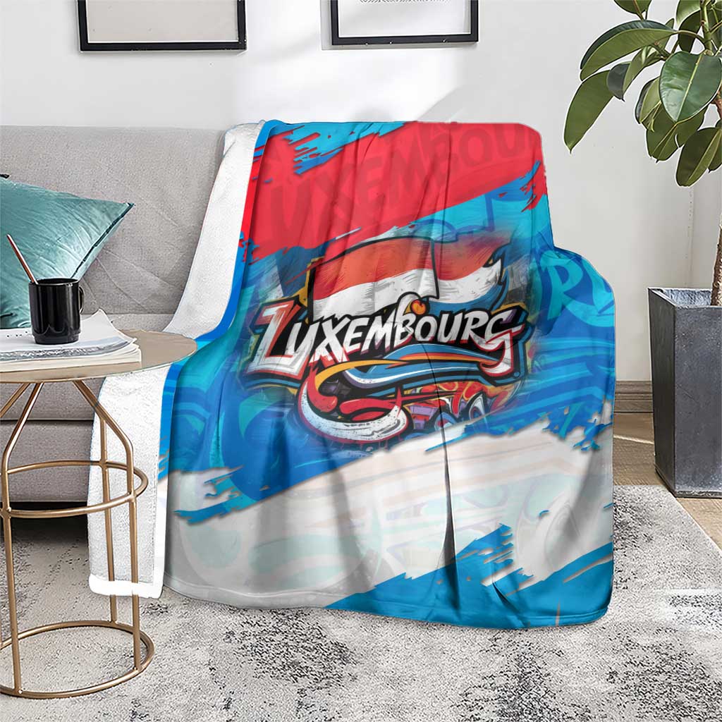 Luxembourg Flag Blanket with Colorful Graffiti Street Art Design - Wonder Print Shop