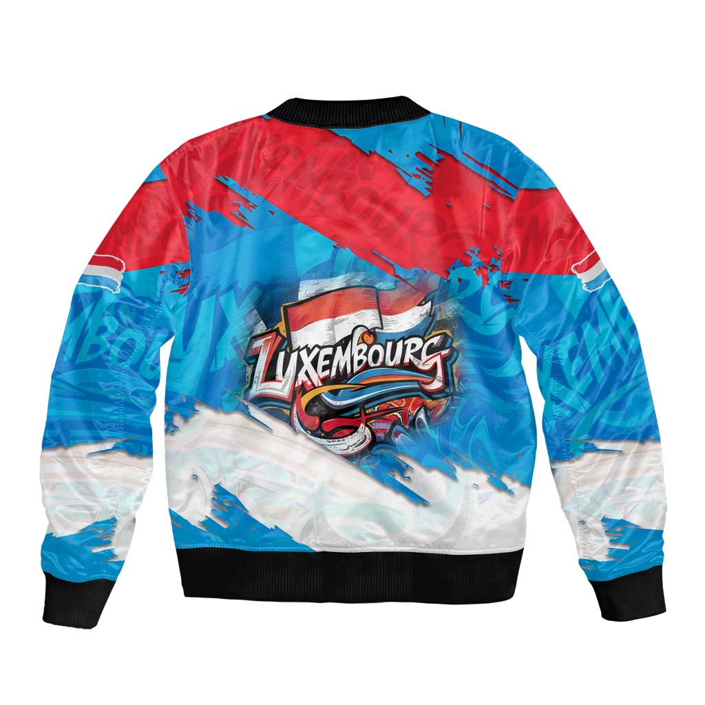 Luxembourg Flag Bomber Jacket with Colorful Graffiti Street Art Design - Wonder Print Shop
