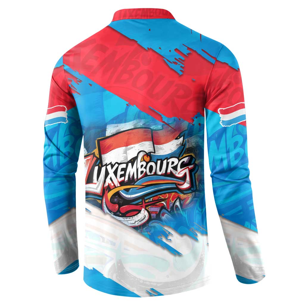 Luxembourg Flag Button Sweatshirt with Colorful Graffiti Street Art Design - Wonder Print Shop