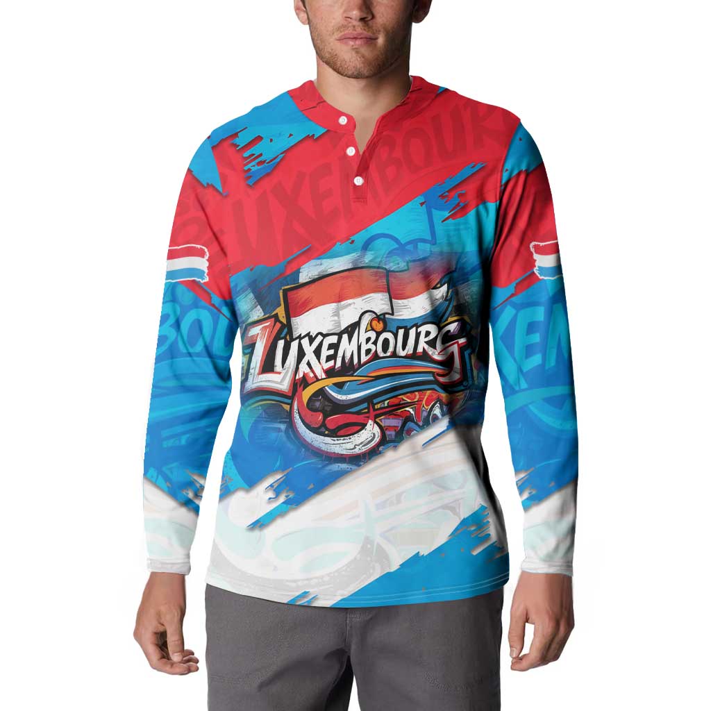 Luxembourg Flag Button Sweatshirt with Colorful Graffiti Street Art Design - Wonder Print Shop