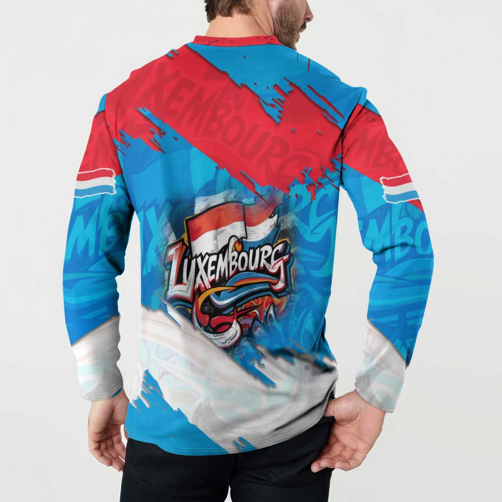 Luxembourg Flag Button Sweatshirt with Colorful Graffiti Street Art Design - Wonder Print Shop