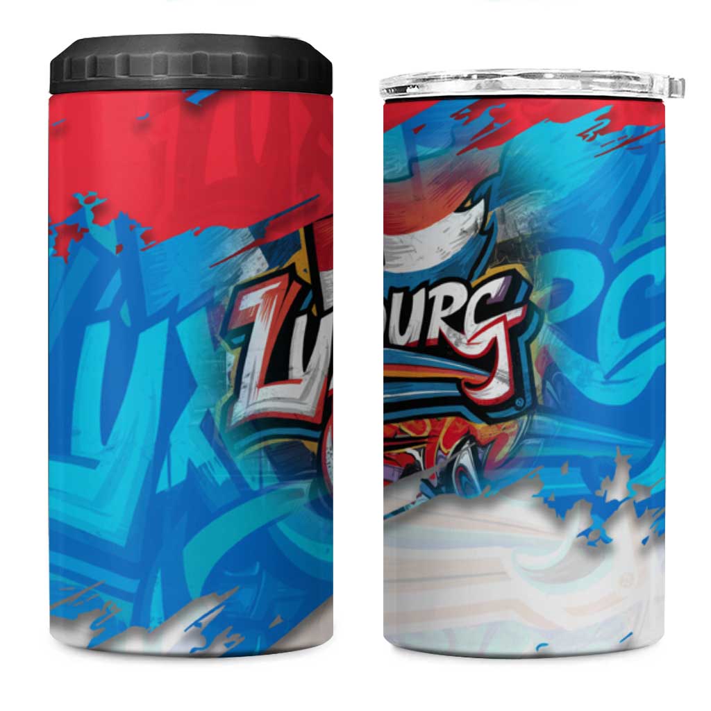 Luxembourg Flag 4 in 1 Can Cooler Tumbler with Colorful Graffiti Street Art Design - Wonder Print Shop