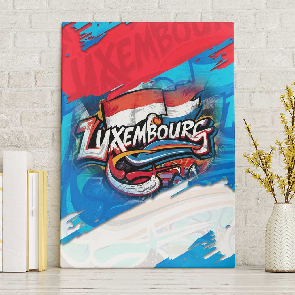Luxembourg Flag Canvas Wall Art with Colorful Graffiti Street Art Design - Wonder Print Shop