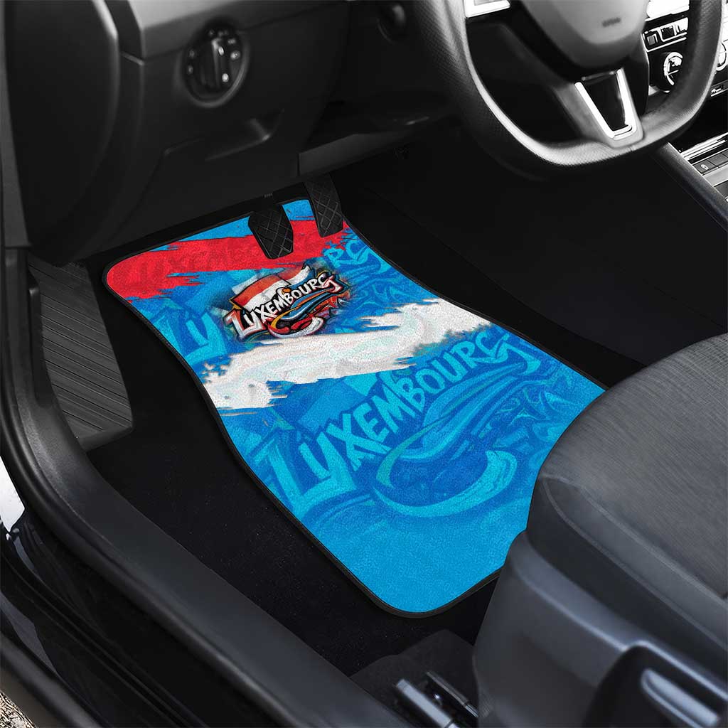 Luxembourg Flag Car Mats with Colorful Graffiti Street Art Design - Wonder Print Shop