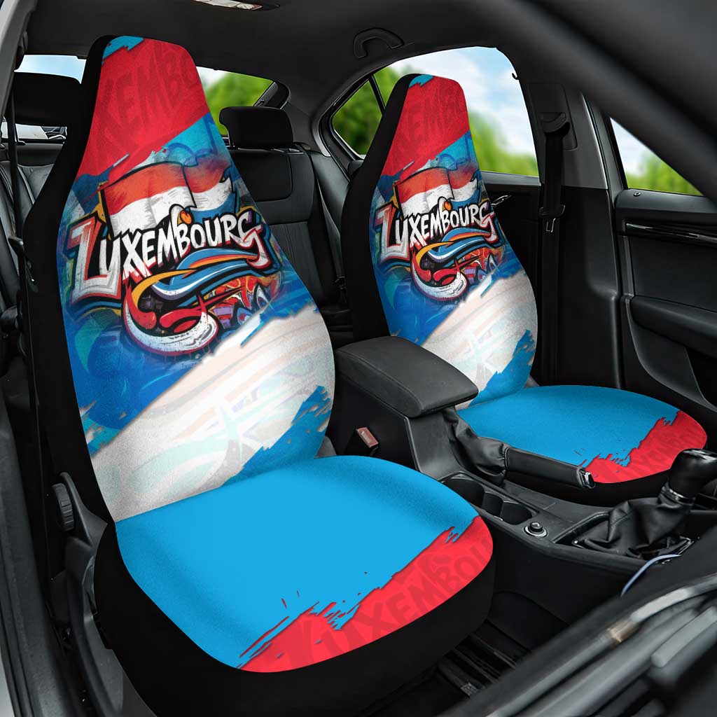 Luxembourg Flag Car Seat Cover with Colorful Graffiti Street Art Design - Wonder Print Shop