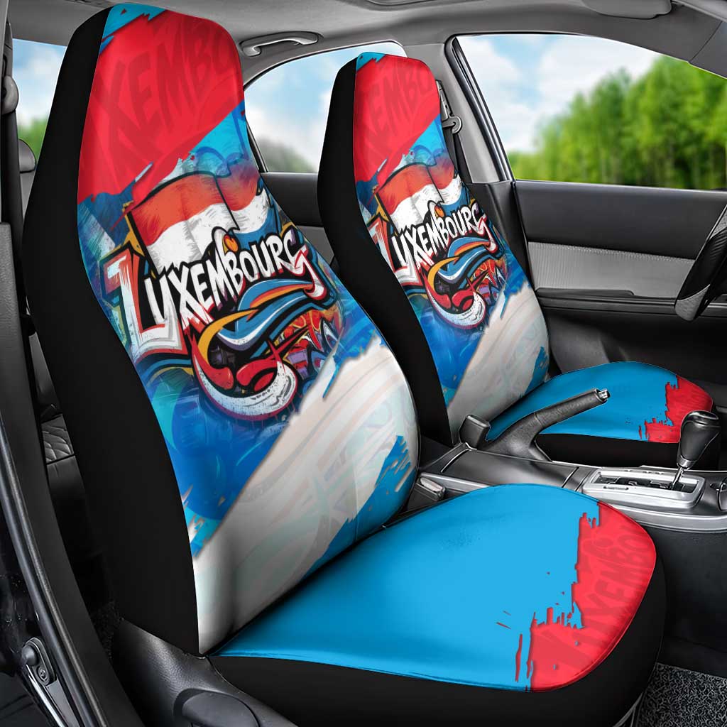 Luxembourg Flag Car Seat Cover with Colorful Graffiti Street Art Design - Wonder Print Shop