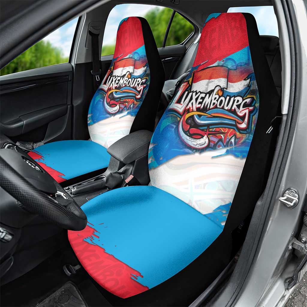Luxembourg Flag Car Seat Cover with Colorful Graffiti Street Art Design - Wonder Print Shop