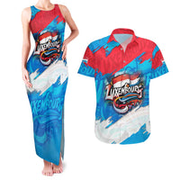Luxembourg Flag Couples Matching Tank Maxi Dress and Hawaiian Shirt with Colorful Graffiti Street Art Design - Wonder Print Shop