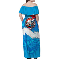 Luxembourg Flag Family Matching Off Shoulder Maxi Dress and Hawaiian Shirt with Colorful Graffiti Street Art Design - Wonder Print Shop