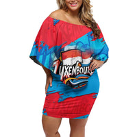 Luxembourg Flag Family Matching Off Shoulder Short Dress and Hawaiian Shirt with Colorful Graffiti Street Art Design - Wonder Print Shop