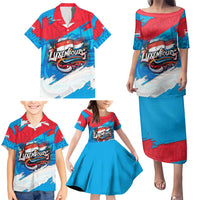 Luxembourg Flag Family Matching Puletasi and Hawaiian Shirt with Colorful Graffiti Street Art Design - Wonder Print Shop